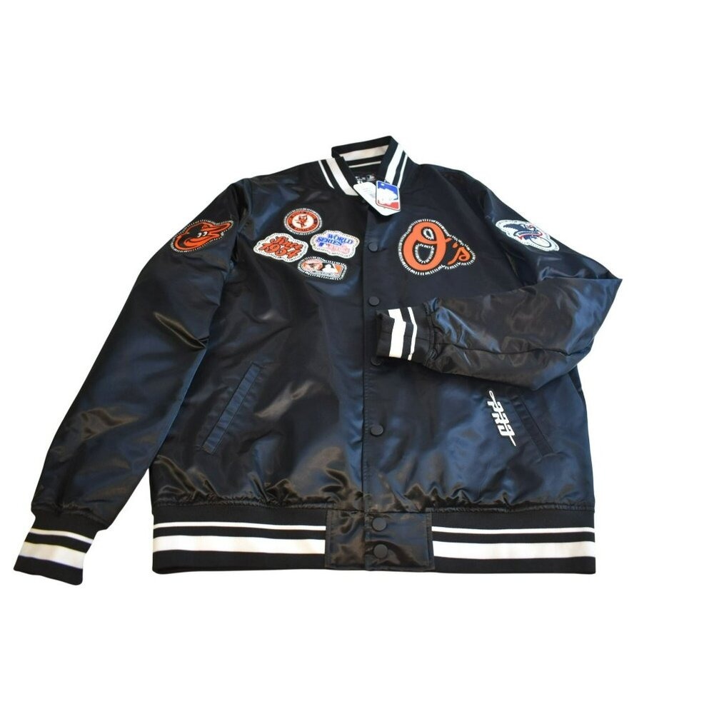Pro Standard Baltimore Orioles Mens 2XL Varsity Jacket Patches Black MLB NWT